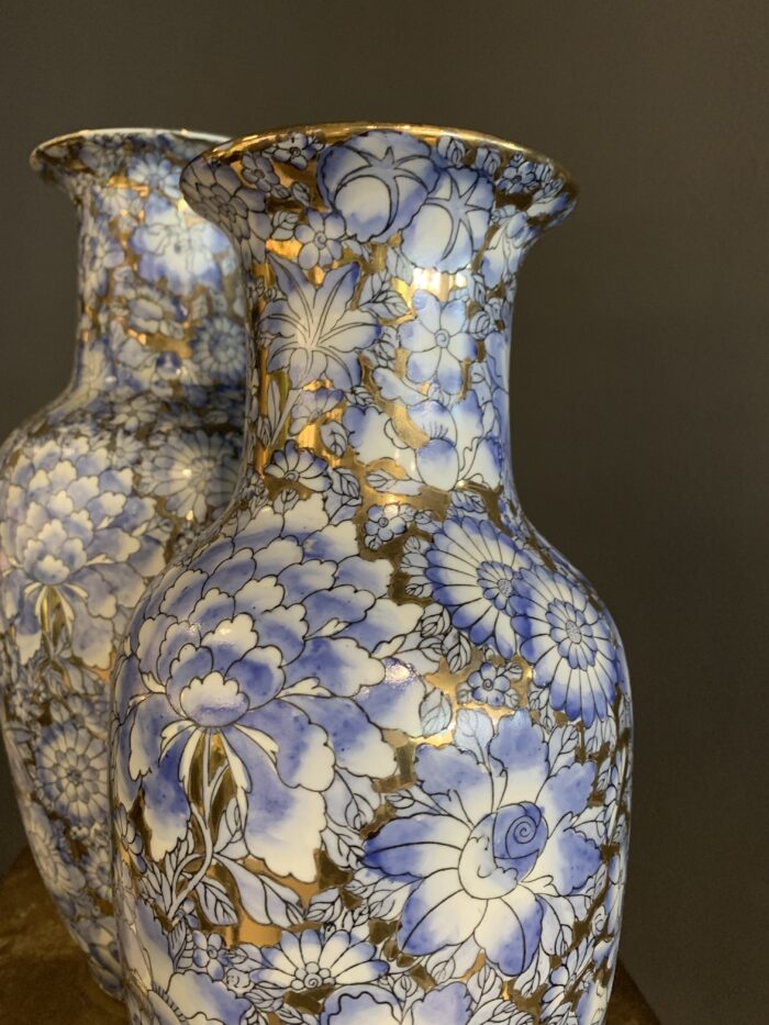 Vaso tradizionale cinese celeste e oro large - immagine 2